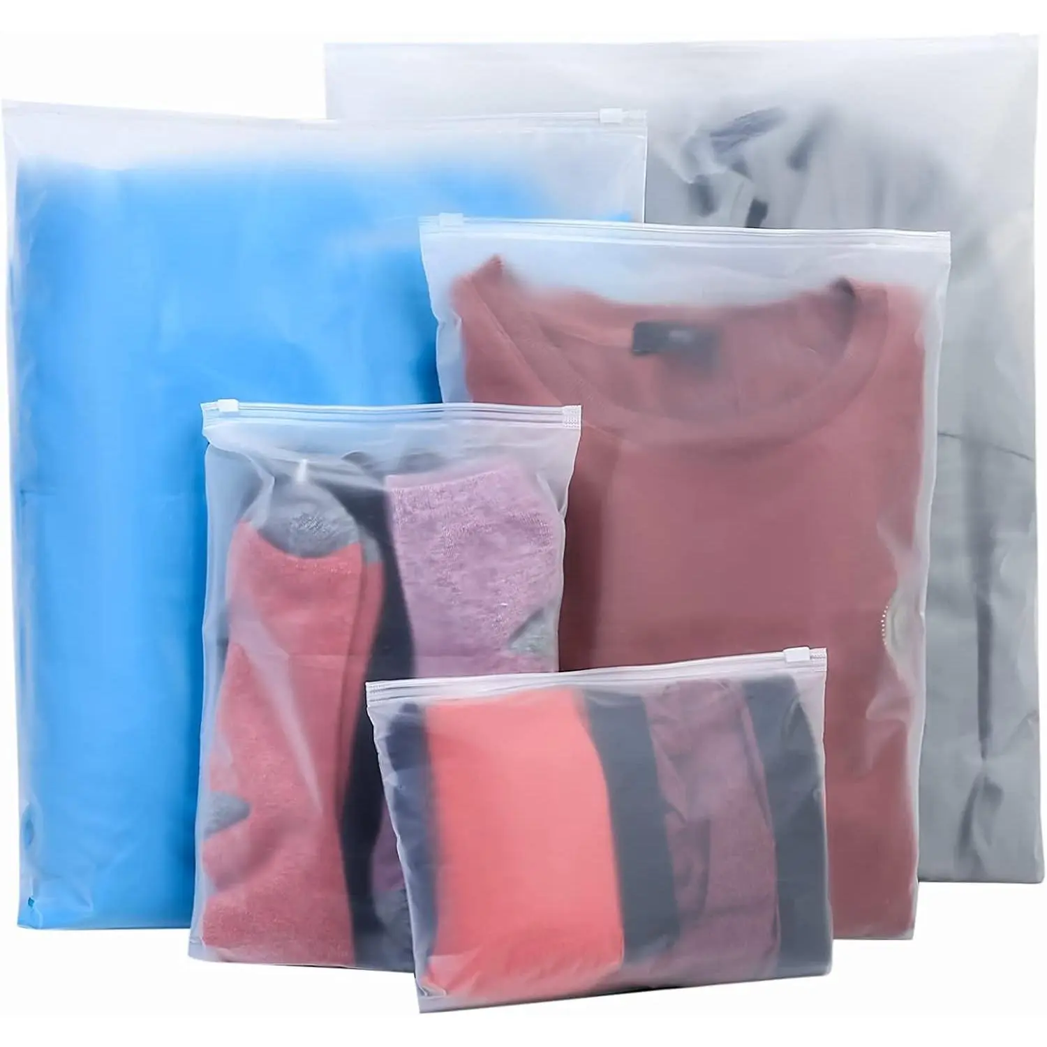 20 count Travel Storage Bags, Clothes Packaging,  Plastic Ziplock, Frosted  Resealable Clothing Zipper Pouch for Shoes  Storage