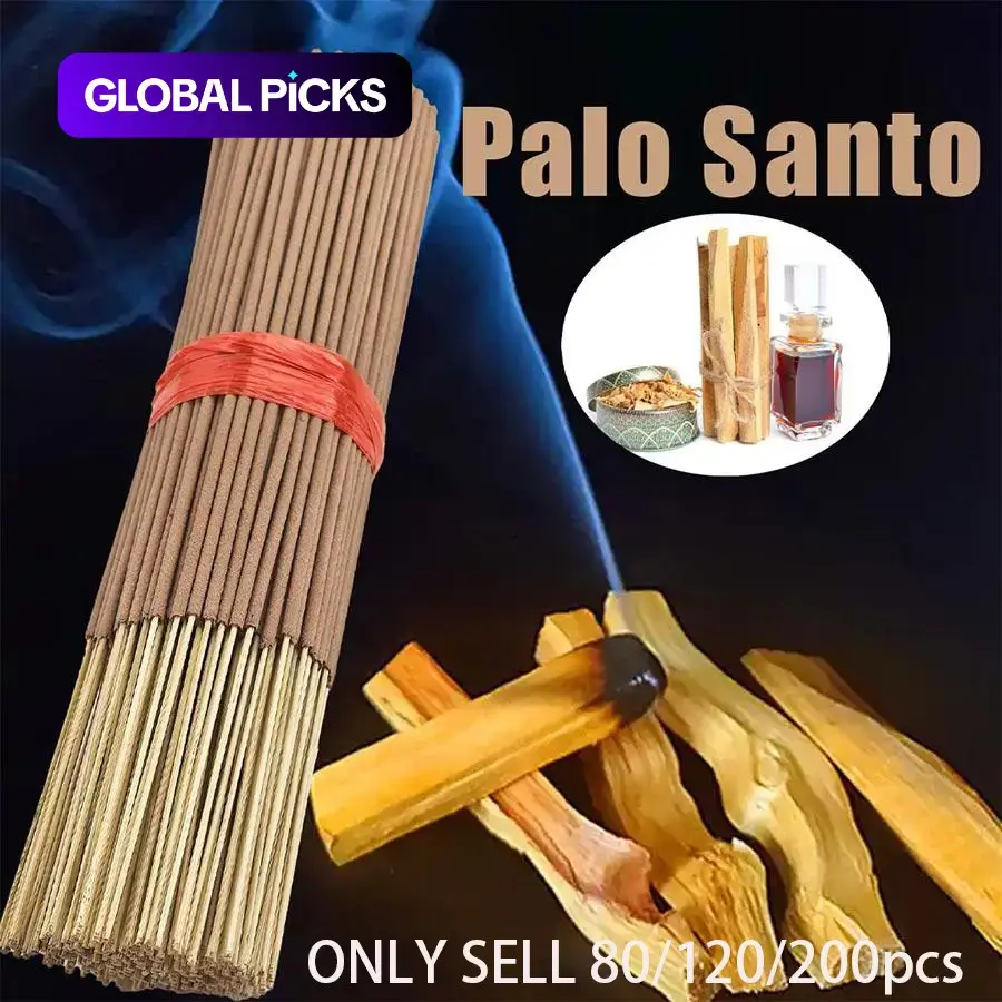 Palosanto Scented Incense Sticks, 80/120/200pcs Natural Fragrance, Charcoal-Free, Recycled Flowers, Sweet Woody Scent, Citrus Aftertaste