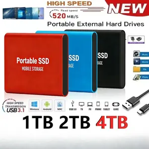 Genuine Portable SSD 1TB High Speed External Hard Drive 2TB/4TB USB 3.2 Hard Disk 16TB Mass Solid State Drive for Laptop/PC/MAC
