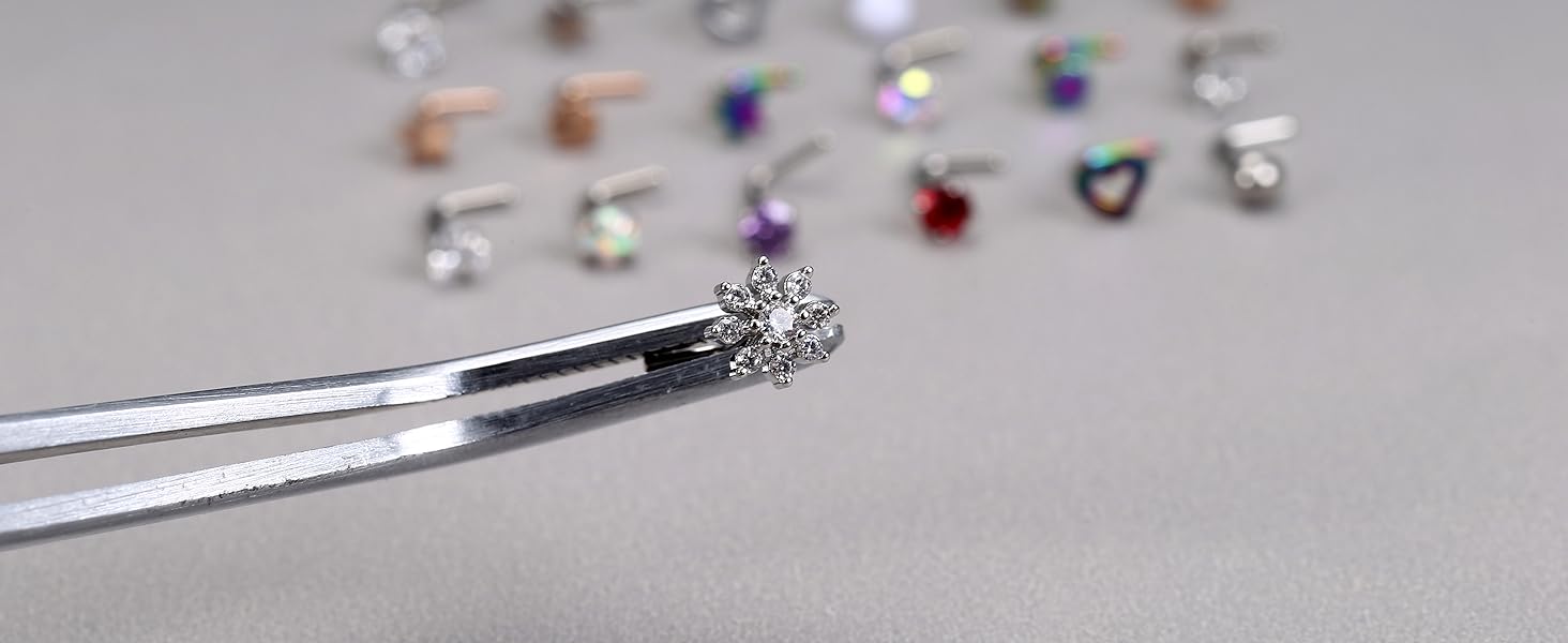 MILACOLATO 30counts Nose Rings Studs for Women Men 316L Stainless Steel Nose Piercings Jewelry 18G 20G Straight L Shaped Corkscrew Nose Rings Cubic Zirconia Nose Studs Hypoallergenic