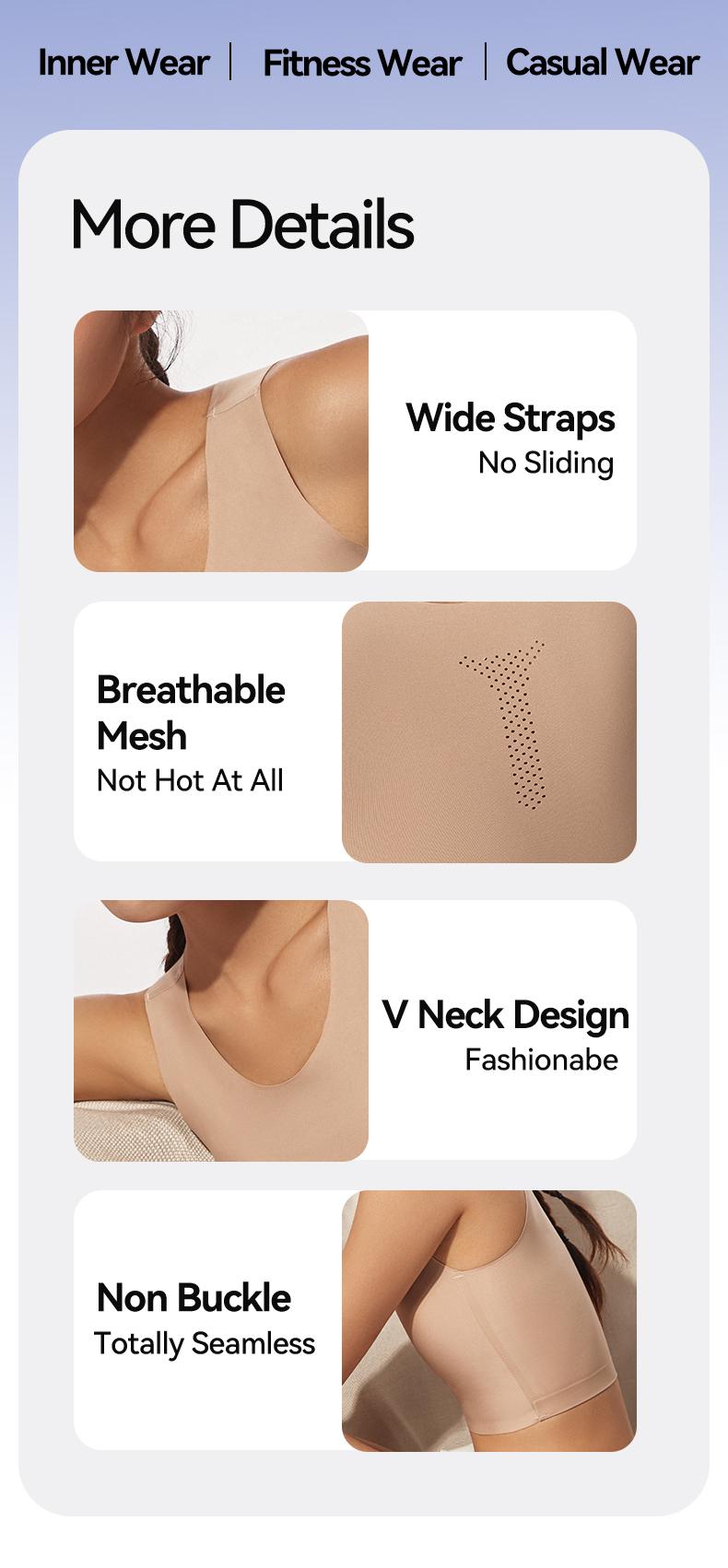 JANEST Seamless Padded Bra Super Flat Minimizer Bra Breathable Comfortable Daily Sportswear Top for Yoga Women Wireless Bralette Underwear Exercise