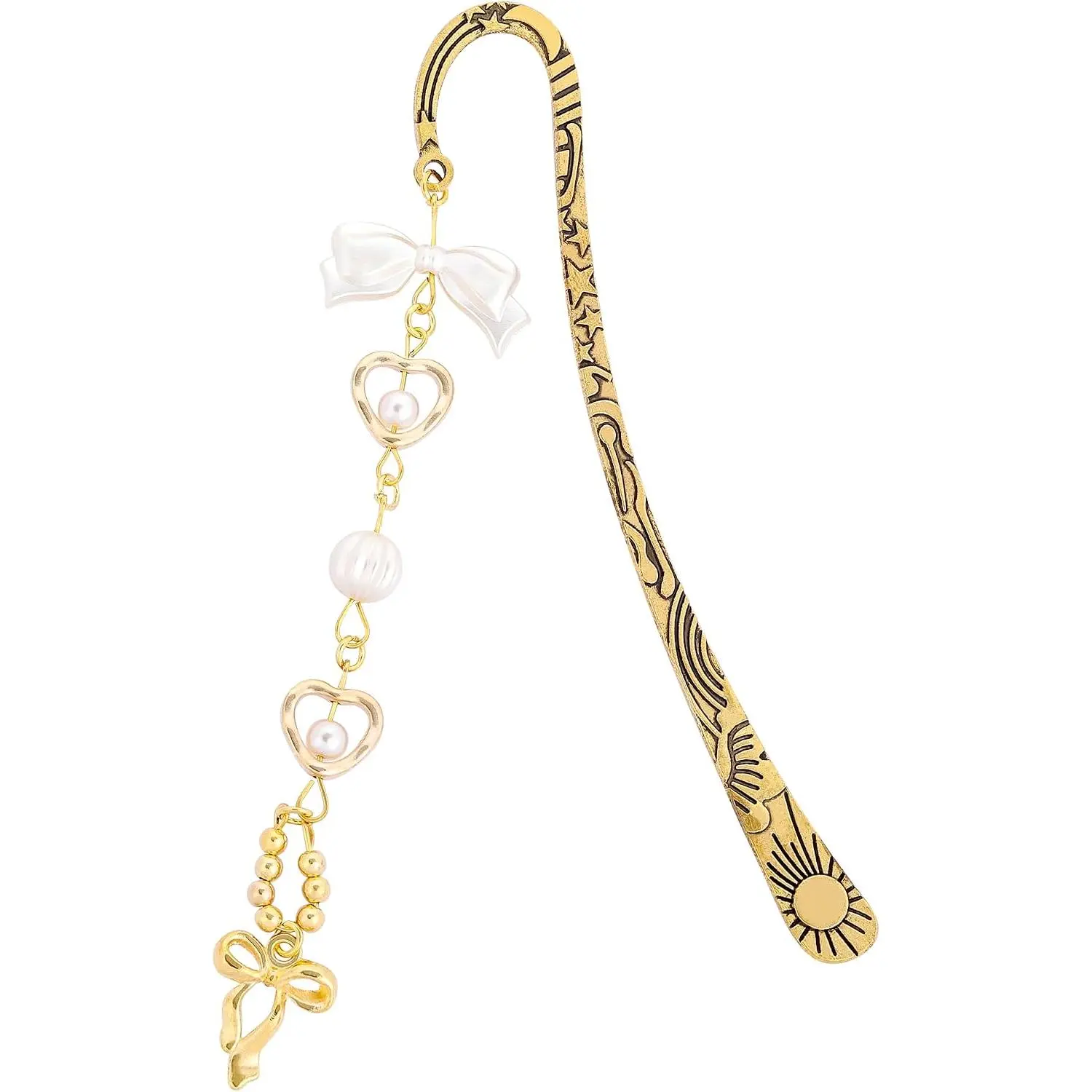 Cute Bow Metal Bookmark - Charm Bookmarks Gifts Reading Lover Women Girls  Aesthetic Y2k Beads   Page Marker Readers Birthday Students Teachers School Graduation Accessories