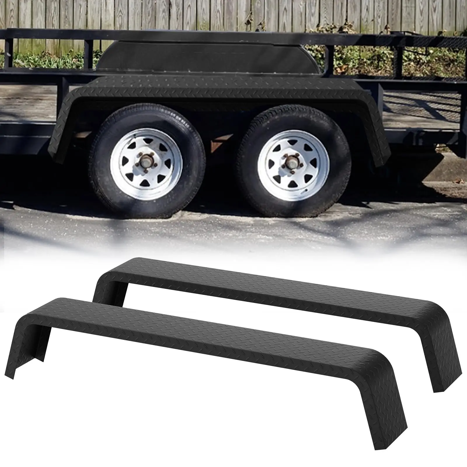 GARVEE2 Pack Tandem Axle Trailer Fenders, Heavy Duty Steel, Fit 13"-15" Tires, Suitable for Car Hauler, Cargo, Utility, and Landscape Trailers, Available in Black and Silver