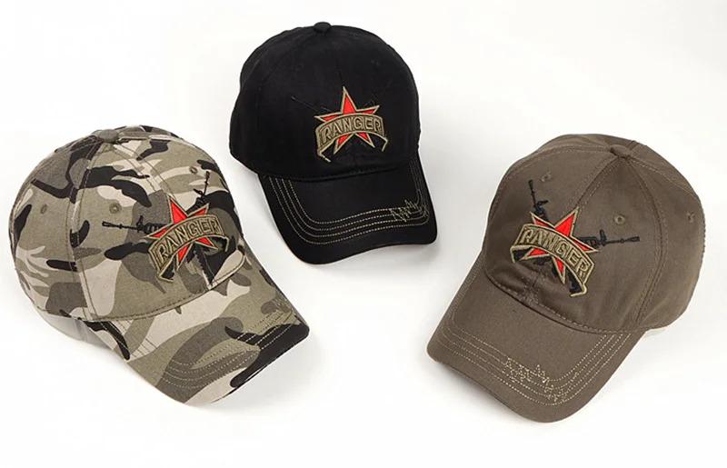 Euro-American Retro Embroidered Letter Five-Star Soft-Top Camouflage Breathable Adjustable Military Visor Classic Baseball Cap