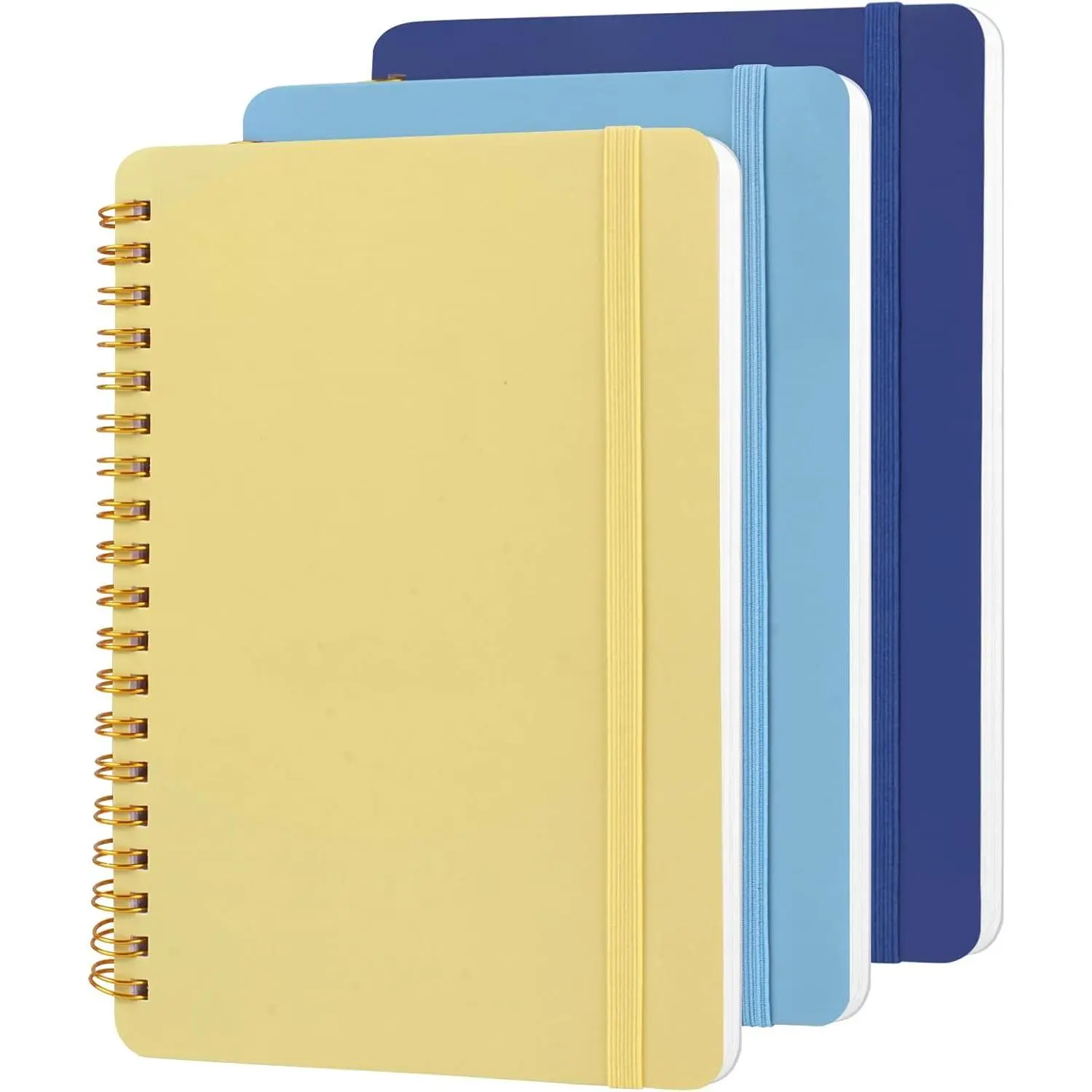 3 count Small Spiral Notebook 5x7, Notebooks for Note Taking, Blue Color Scheme Spiral Journal Notebook, Work Notebook Small Notebooks 5x7 with Strap, Cute Notebooks for Women 70 Sheets/Note Books