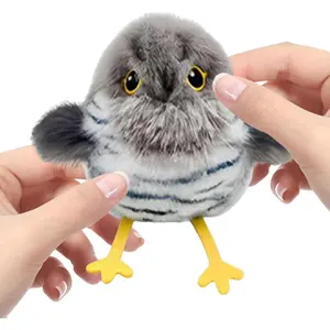 Touch Activated Chirping Bird Plush Toy Interactive Moving Lifelike Cuckoo Sound Pet Toy Lightweight Stimulating Play Chew Supplies for All Breeds Cats and Small Dogs