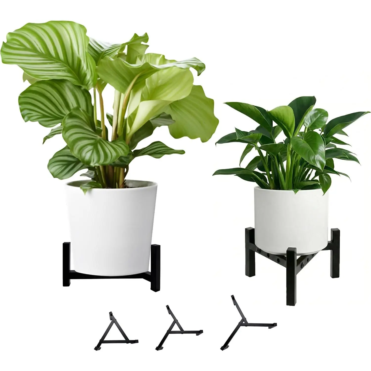 2-Pack  Stand Indoor Outdoor, Heavy Duty  Metal Holder Fits 8 to 14 Inch Flower Pots, Adjustable Black  Stands (Pots Not Included) - Black