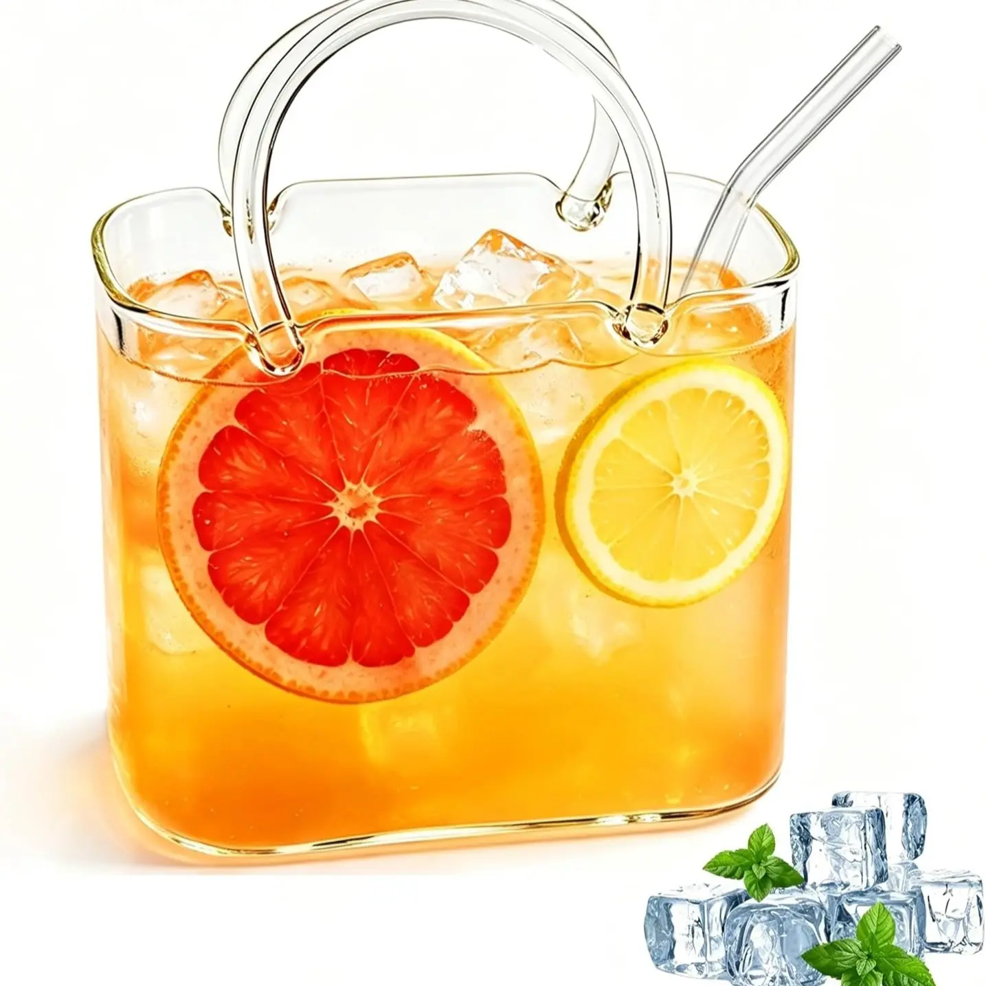 Handbag Shaped Glass Cup, 26oz Unique Premium Thick Glass Bottom Wine Glass, Women Party Gift, Stylish Glass Cups, Drink Holder, Fish Tank Vase, Creative Drinking Cup, Drinkware