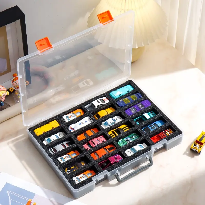 1:64 Car Model Storage Box, 24 Slots Portable Handbag Matchbox, Collectible Display Case, Ideal for Hobbyists and Enthusiasts