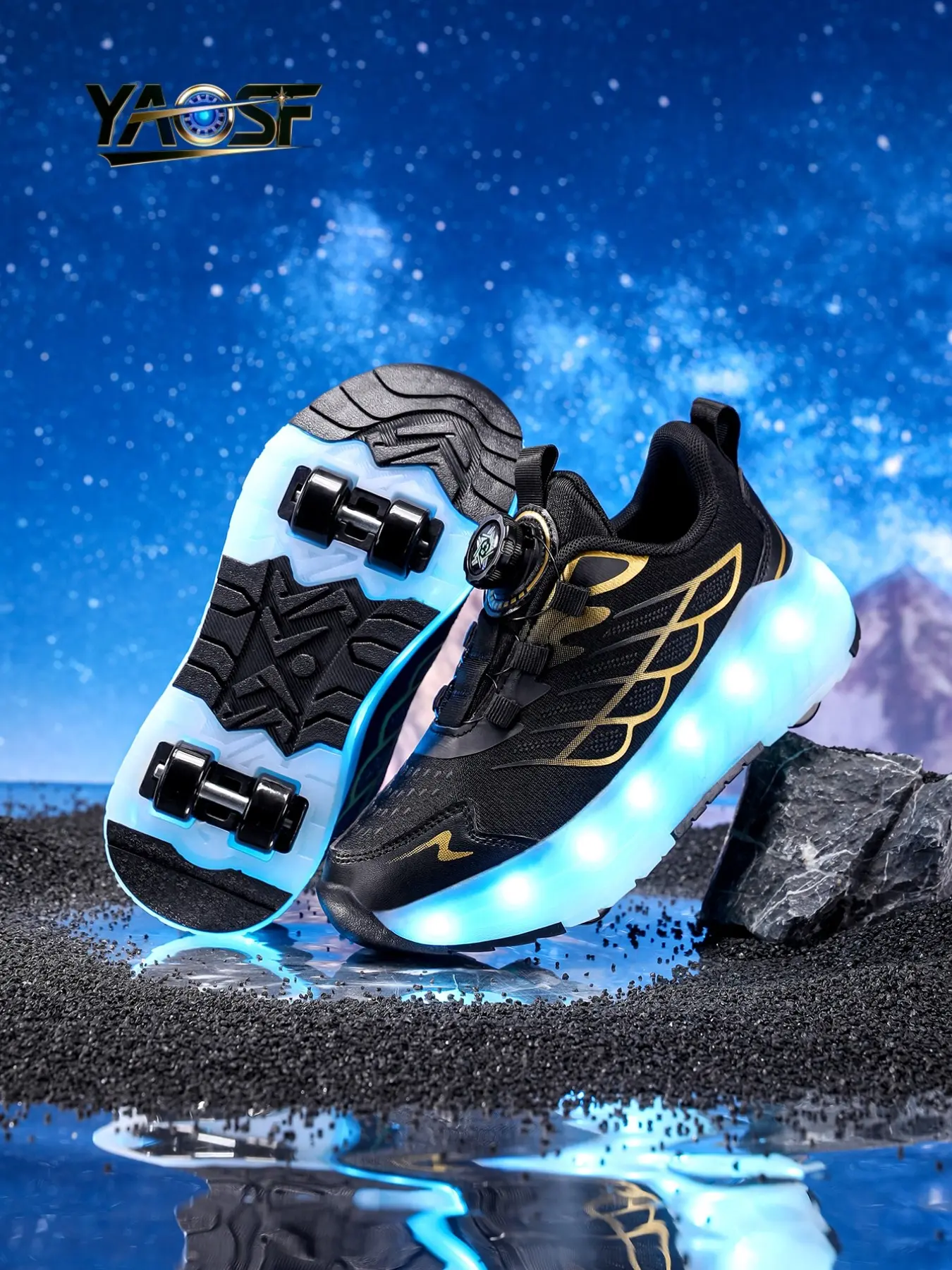 Yaosf Kids Skate Shoes LED Light Up, Unisex Roller Skates for Boys & Girls, Comfortable Outdoor Sports Shoes, Perfect Birthday Gift, Shoes with Wheels