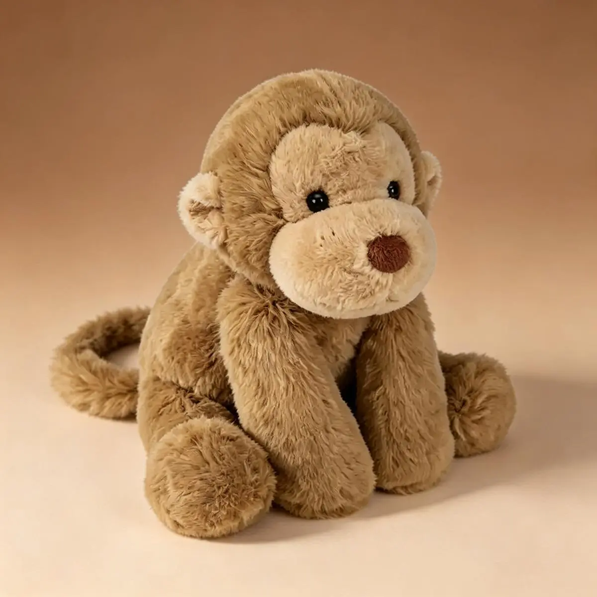 Smudge Monkey Soft Lying Plush Toy - 5.1in & 9.4in Fluffy Stuffed Monkey Pillow - Cute Animal Plushie Decor & Gift for Kids and Monkey Lovers