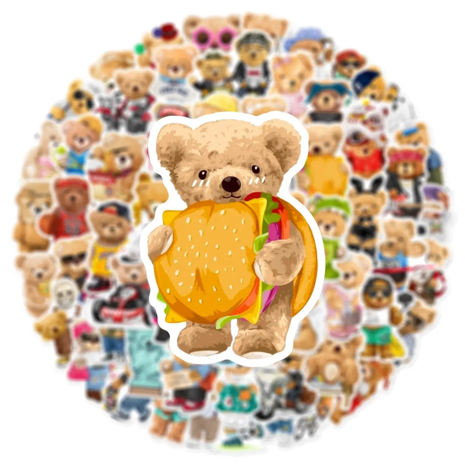60Pcs Cute Doll Bear Stickers Cartoon Korean Bear DIY Stickers Scrapbooking Phone Luggage Skateboard Waterproof Decals