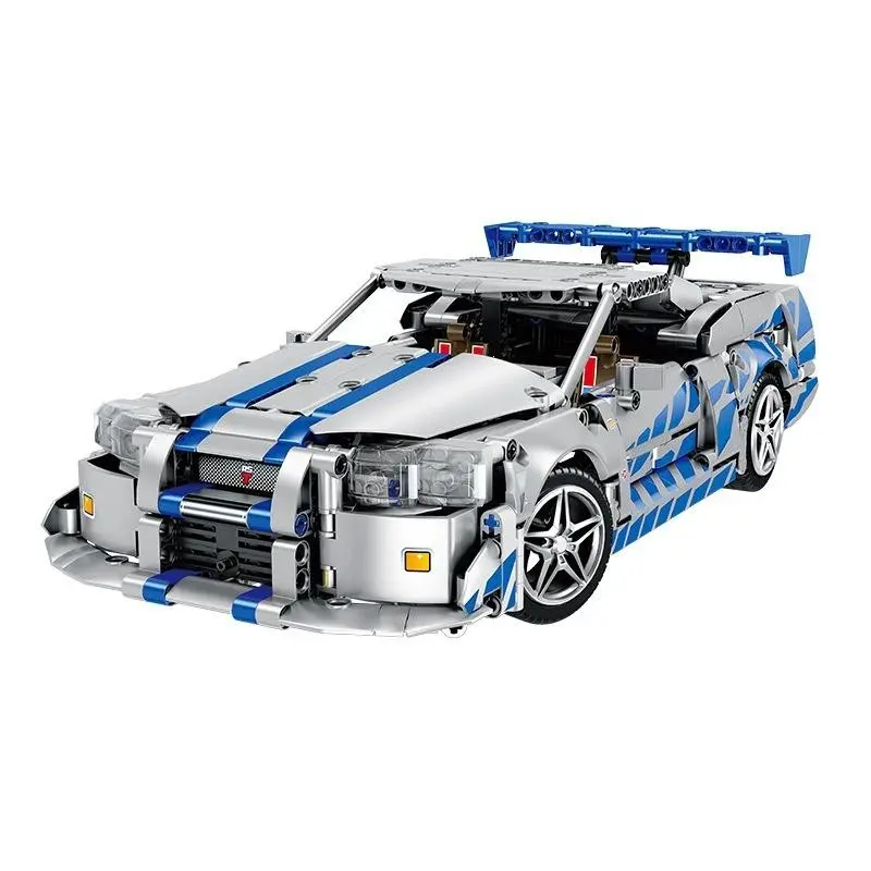 1 Technical Racing Car Construction Set, Blue & White GTR Sports Vehicle Assembly Bricks, Educational Hobby Building Kit for Kids Teens Adults Age 12 14 16 18+, Present 2026 Mega Promotion