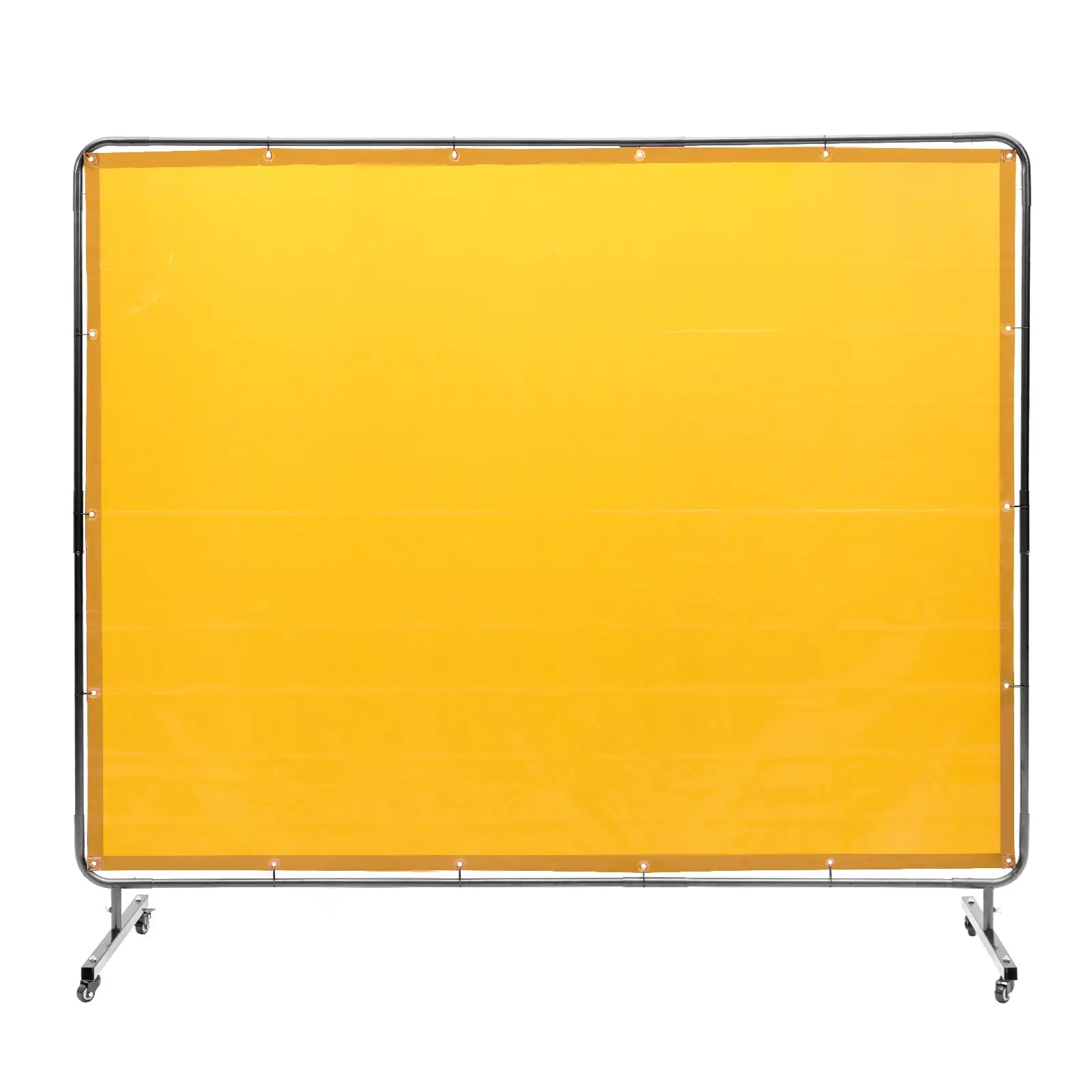 VEVOR Welding Screen with Frame, 6' x 8' Welding Curtain Screen, Flame-Resistant Vinyl Welding Protection Screen on 4 Swivel Wheel (2 Lockable), Moveable Professional for Workshop/Industrial, Yellow