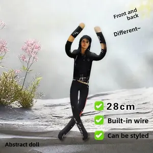 28cm Michael Jackson Abstract Bendable Plush Doll Built-in Wire Skeleton Poseable Figure Double Sided Print Stuffed Toy Collectible Gift For Pop Music Fans Home Decor