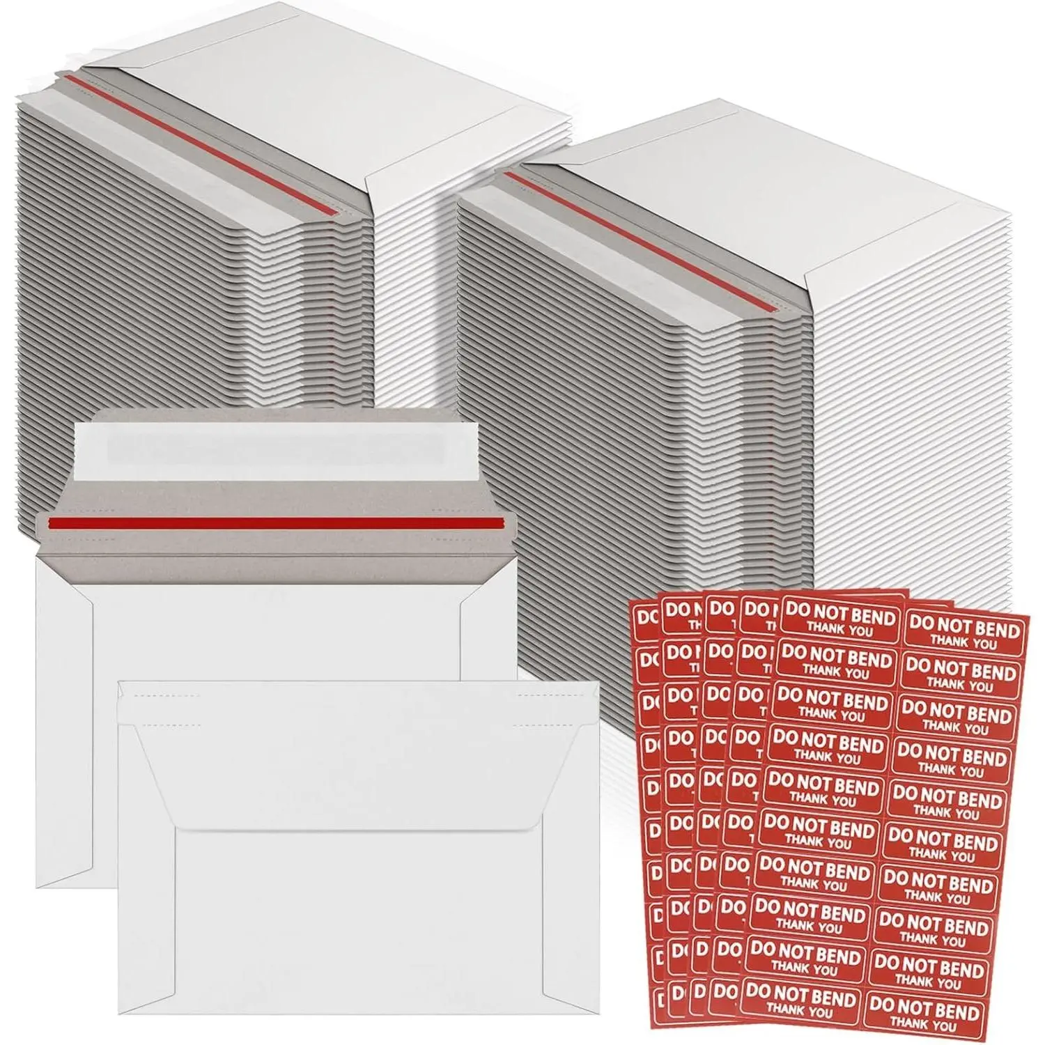 100 Pack 4.5x6.5 Inch Rigid Self-Seal Mailers – Sturdy White Cardboard Envelopes for Photos, Documents, Trading Cards, Coins & Stamps