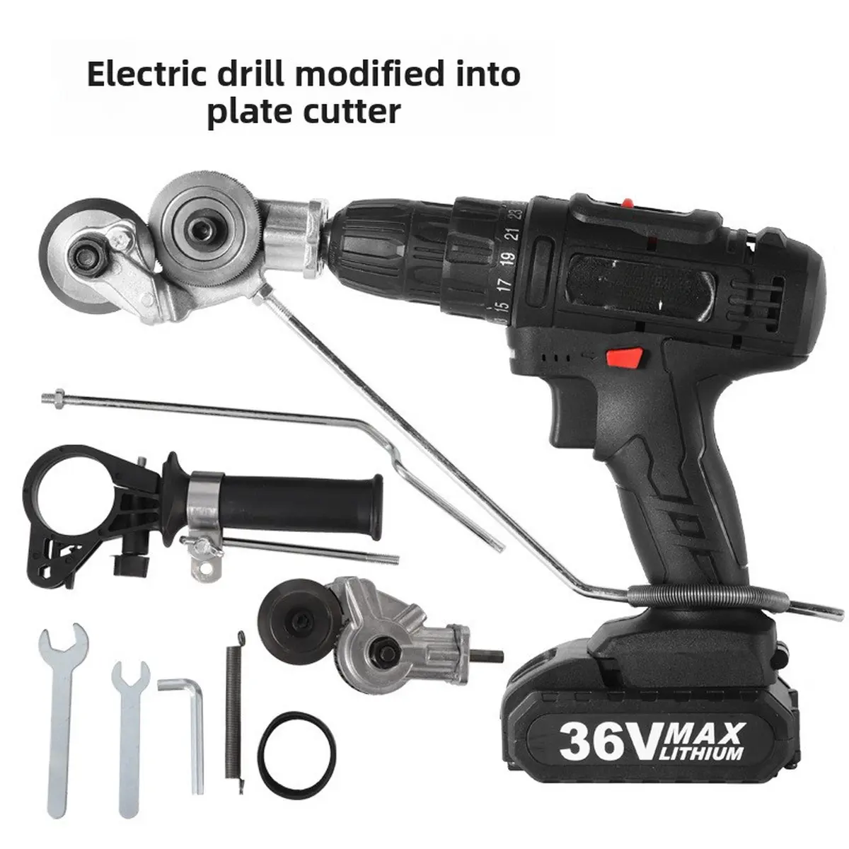 Electric Drill-to-Sheet Metal Shears Conversion Accessory, Multifunctional Hand Drill-Compatible Sheet Metal Cutter