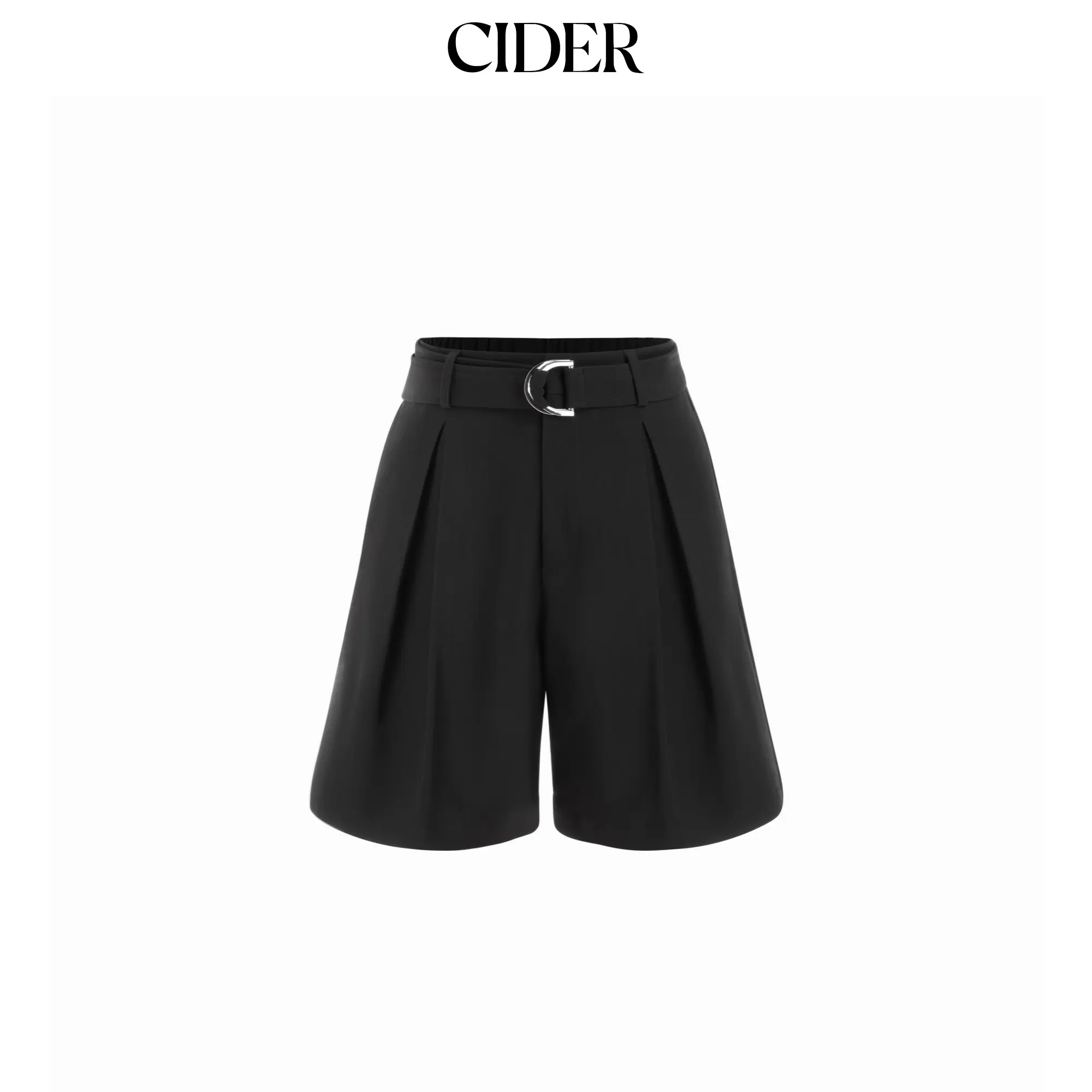 Cider Mid Rise Pleated Shorts With Belt