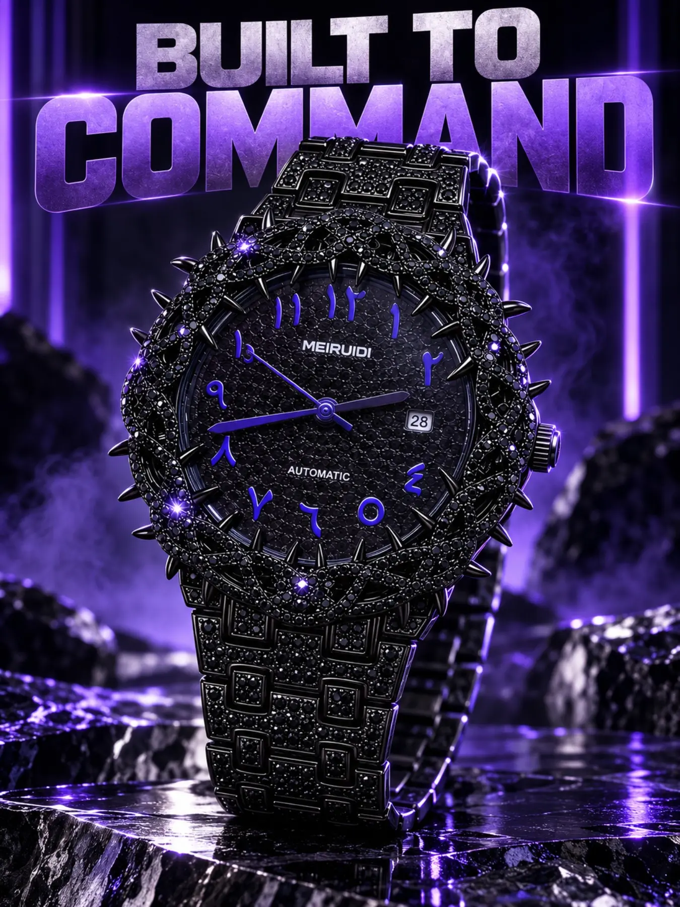 Men's Fashion Watch, Elegant Large Dial with Spike Elements and Layered Decoration, Daily Commute Casual Versatile Automatic Mechanical Wristwatch