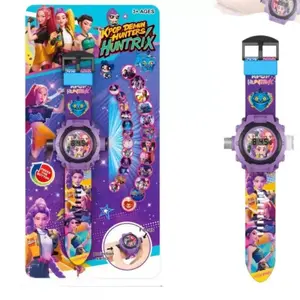 24 Images Projection Watch ,Mini Projector With 24 Monster Anime WitchGirl Group Idol Patterns,Photo Projection, Image Electronic Glowing Toy, Perfect Girly Gift for Girls' Parties & Holidays
