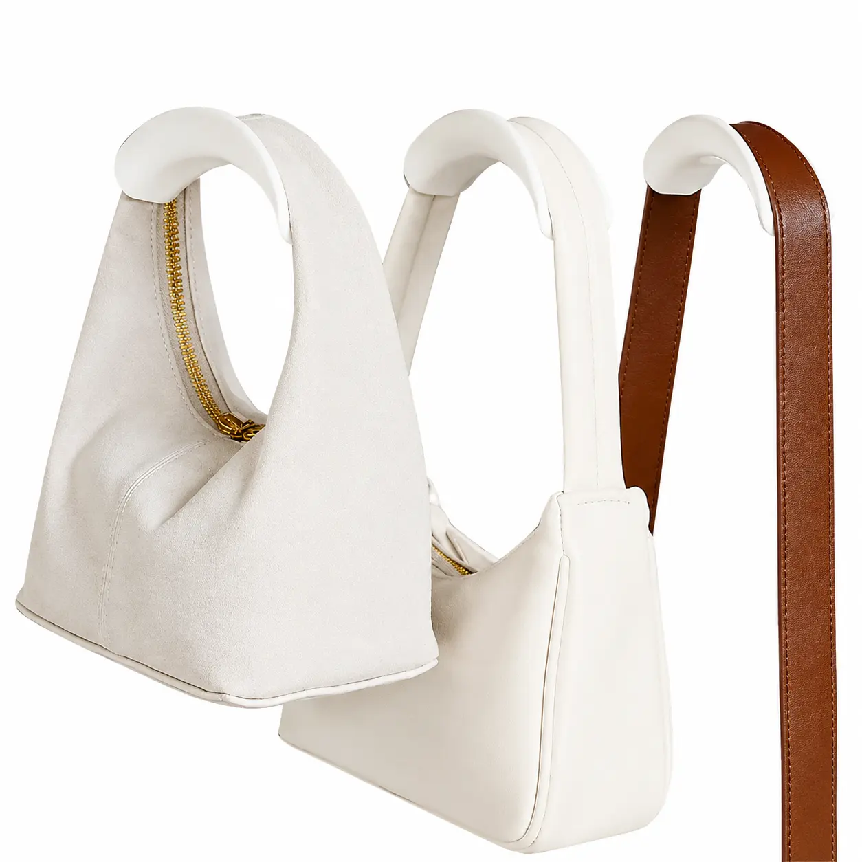 10-Pack Minimalist Japanese-Inspired Bag Hangers, Wall-Mount Space-Saver Closet Organization Hooks for Handbags, Textiles, Hats, Jewelry in Bedrooms, Walk-In Closets