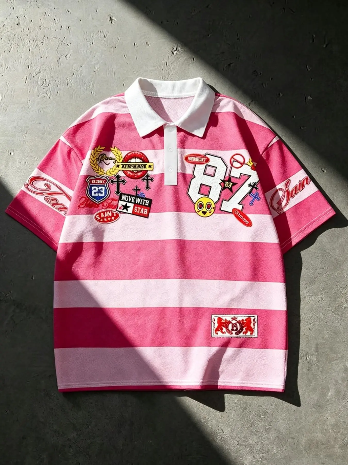 Men's Trendy Polo Shirt Short Sleeve Top, Multi-Pattern Design, Striped Patchwork, Comfortable Breathable, Casual Wear, All Seasons