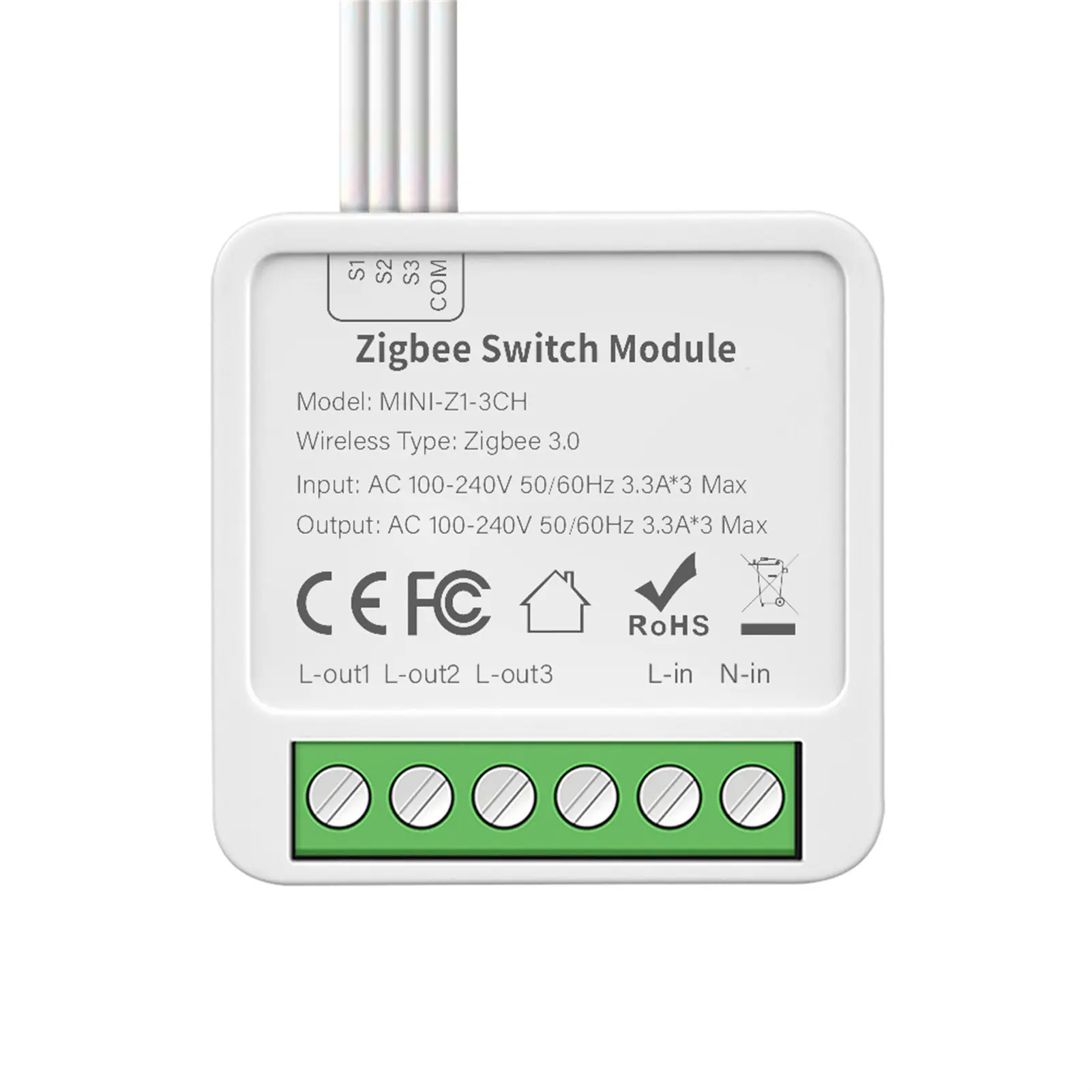 Tuya ZigBee Neutral Wire Compact 5x5cm Mini Hidden Switch Module, 1-4 Gang 4-Channel On-Off Light Controller with Timing Schedule, High Quality Safe Materials, Overload Protection, Smart Home Remote Controls