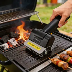 Outdoor rechargeable electric grill cleaning tool, includes grill brush and scraper, safety wire brush, universal barbecue cleaning accessories, gloves and replacement brush heads for all grills, Wire Bbq Brush, Grilling Accessories, Bbq Tools