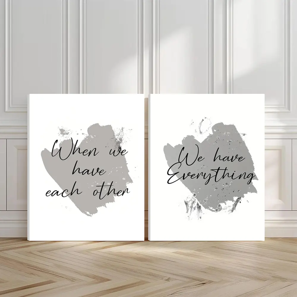 2pcs Love Together Wall Art, Heartfelt Messages Poster, Simplistic Design Art Prints, Emotional Home Decor, Modern Wall Paintings, Minimalist Canvas Posters Wall Arts, Decor for Living Room, Restaurant, Kitchen, Bedroom, Housewarming Gift, With Frame