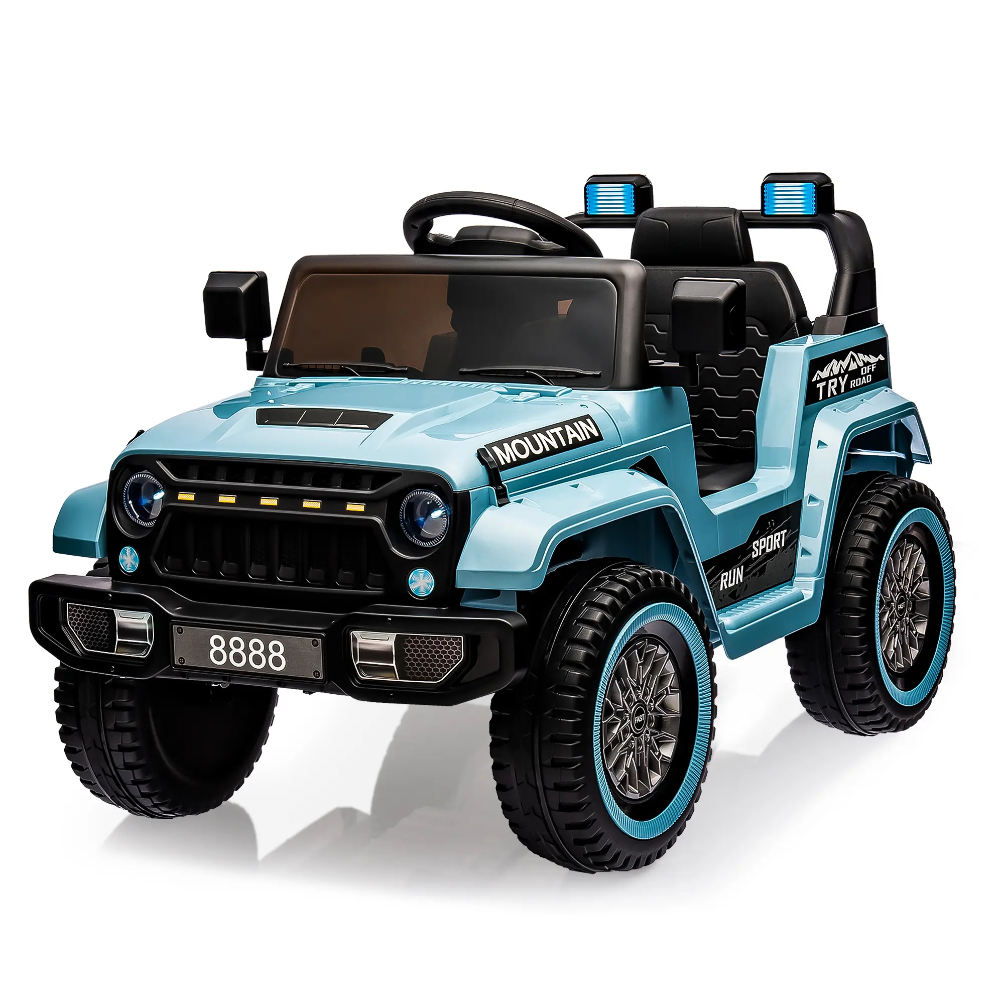 12V Kids All-Terrain Electric Ride-On Truck with Parental Remote, Battery Powered, Twin Motors, 3 Adjustable Speeds, Spring Suspension and LED Lights, Perfect Gift for Children 3-5