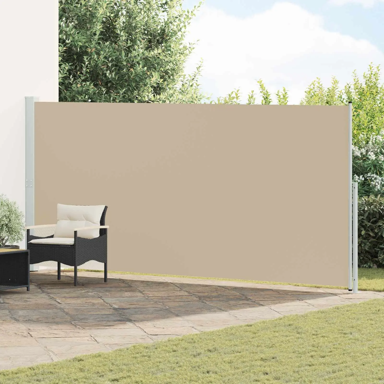 Sturdy Retractable Side Awning, 86.61x236.22 in Polyester Rectangle with Polyurethane Coating, Balcony Outdoor Patio Umbrella, 1 Parcel, 1 X Retractable Side Awning