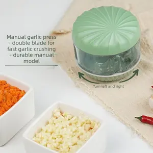 Double Blade Rotary Garlic Crusher Portable Small Vegetable Onion Cutter