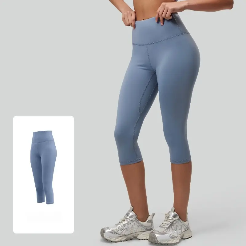 Women's High-Waist 7/8 Stretchy Cotton Workout Shorts - Peach Butt-Lifting Yoga Bottoms, Gym-Ready Comfortable Fashion Active Outfit, Ideal Valentine's Day Gift for Lovers & Friends