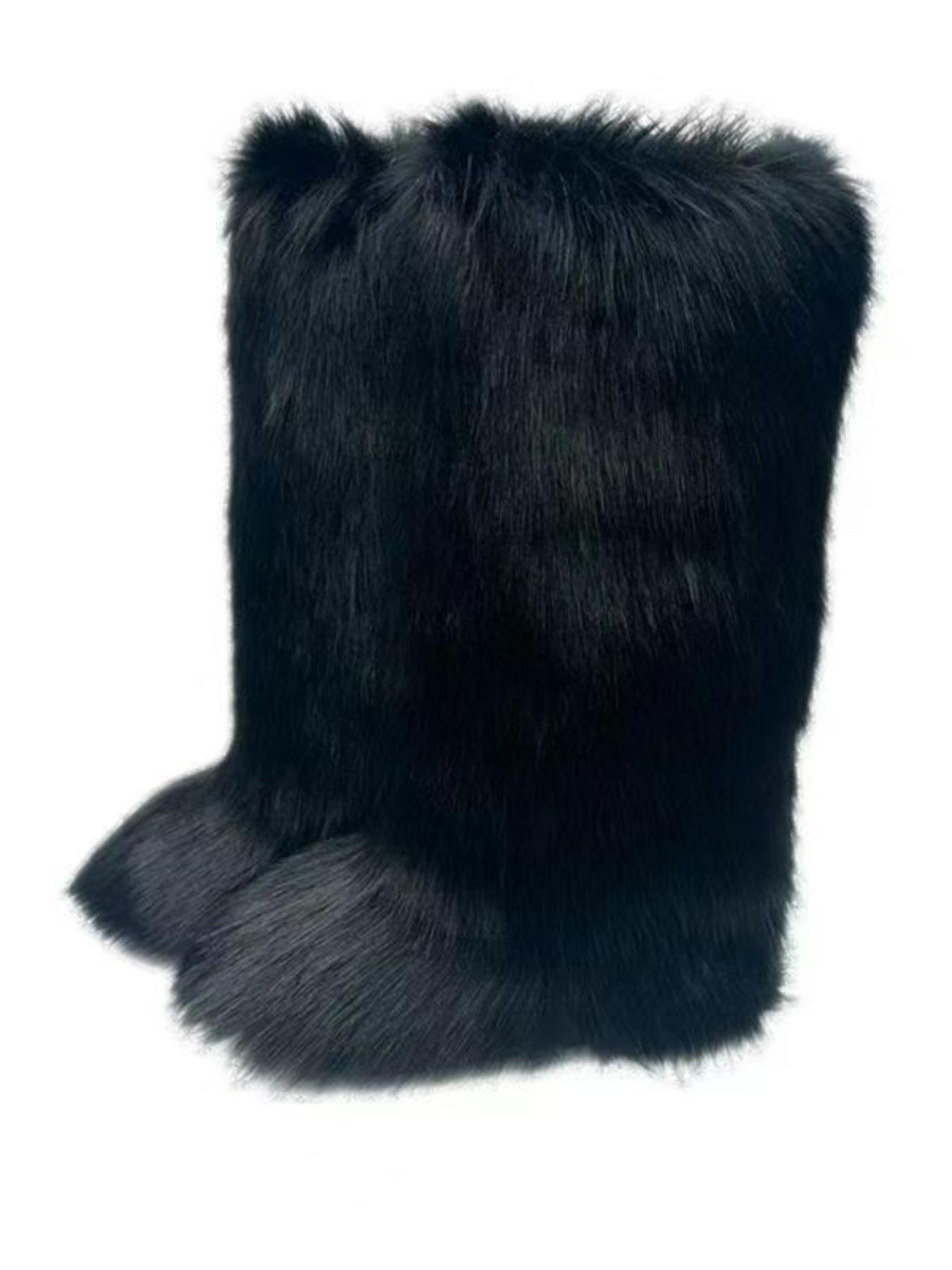 Fashionable Long Tube Snow Boots for Women, New Trend All-match Plain Plush Knee Boots, Y2k Style Fashion Snow Boots for Women, Trending Shoes shaggy boots 2000s shaggy boots, Casual Warm Boots, Fluffy Snow Boots, Boots With Fur