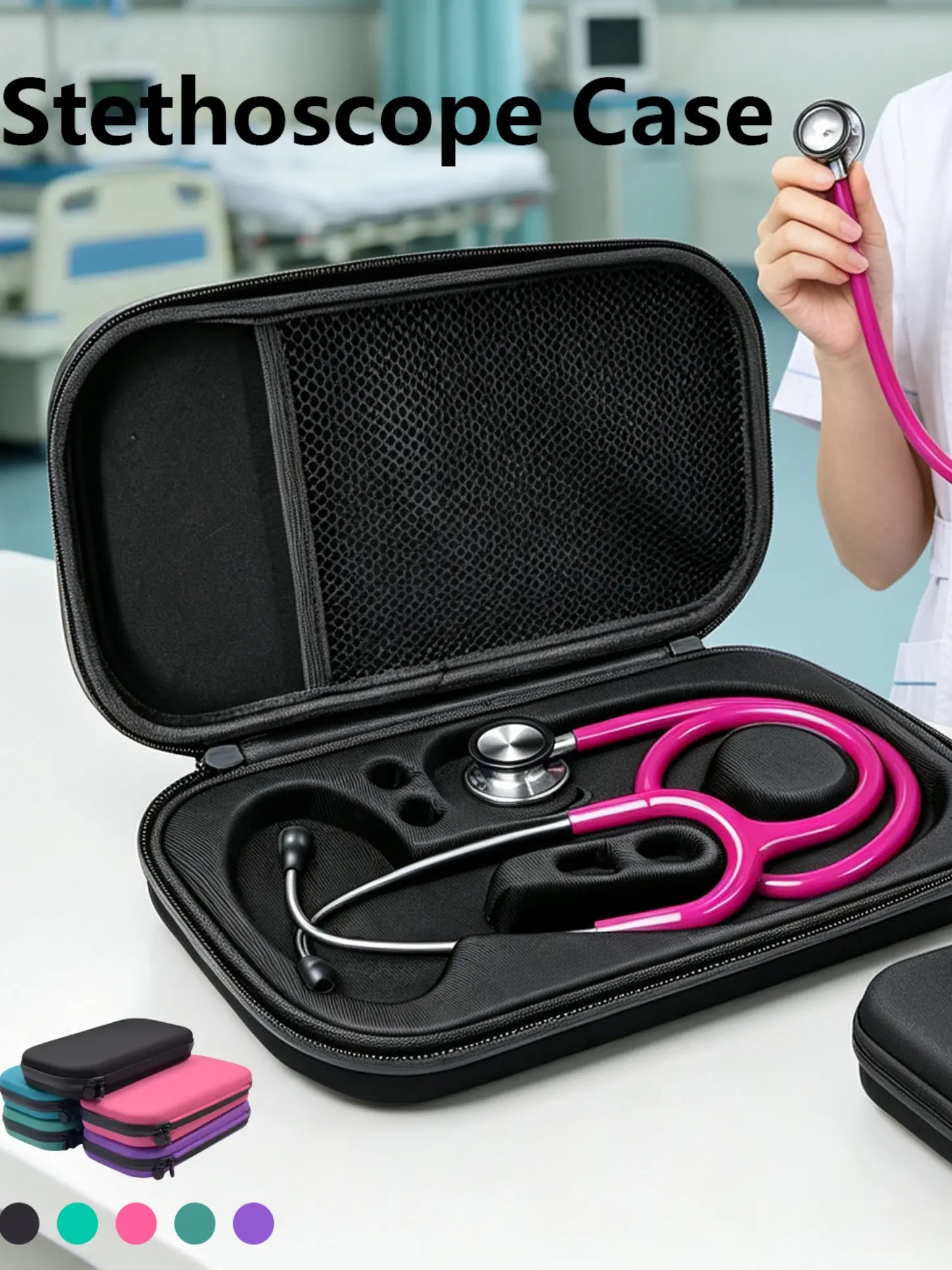 Durable Shock-Proof Stethoscope Case, High-Density Eva Lining, Stylish, Lightweight and Portable, Impact-Resistant, Ideal for Medical Professionals