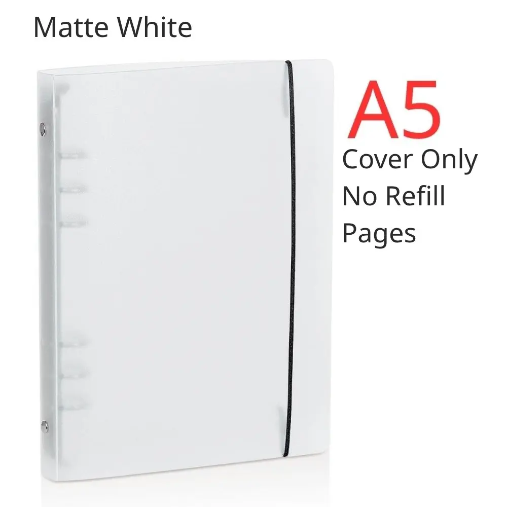 A5 Frosted 6-Ring Binder Cover with Optional 25 Refill Pages, Sticker and Photocard Organizer Album, 4-Pocket Storage Set for Journaling Supplies School Binder