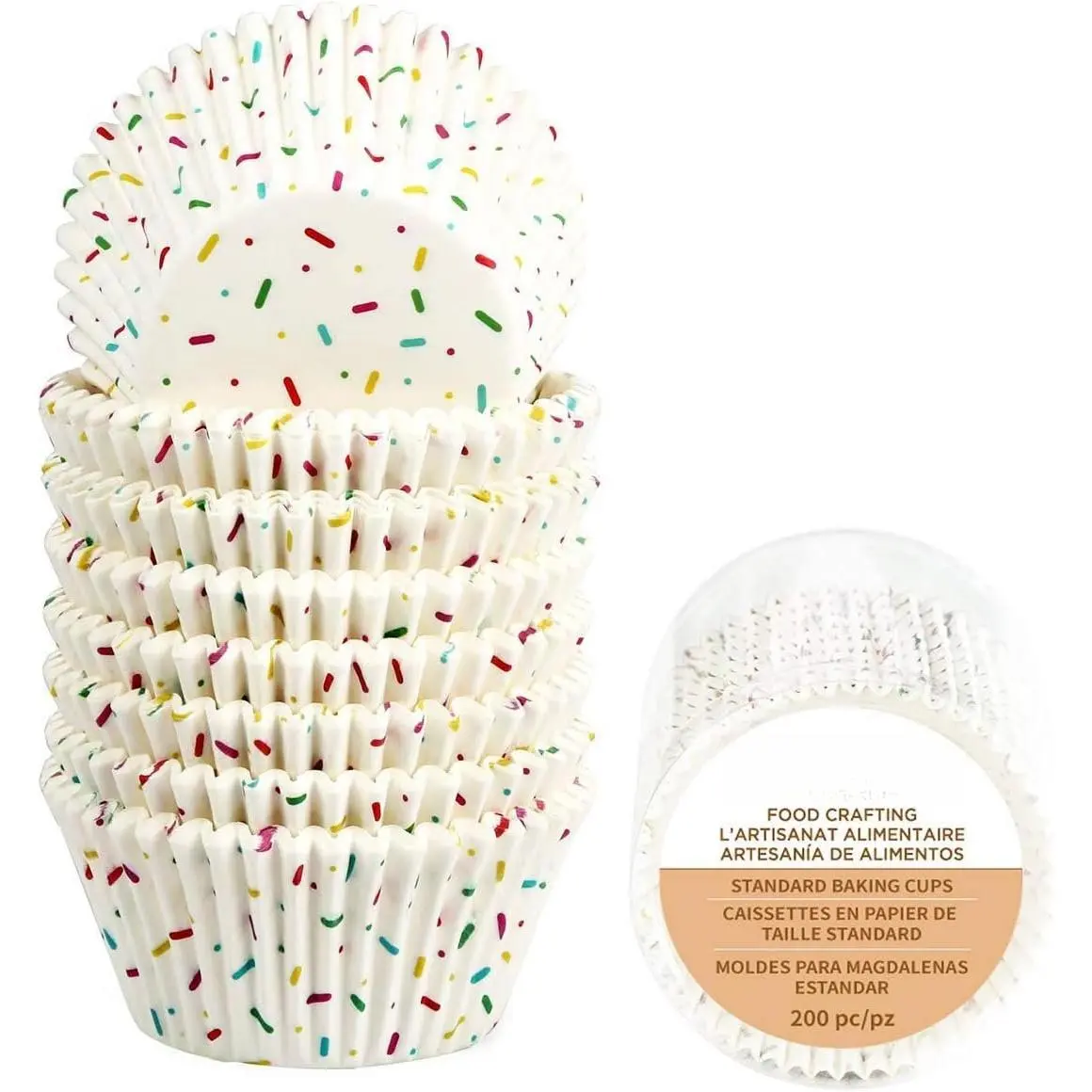 Candy White Cupcake Liners -  Standard Baking Cups Odorless Greaseproof Paper Muffin Wrappers, Pack of 200