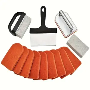 Blackstone 15-Piece Griddle Cleaning Kit, Heavy-Duty Grill Cleaner Set, Bbq Grill Accessories, Equipment with Grill Stone, Scrapper, Brush, Stainless Steel Handle