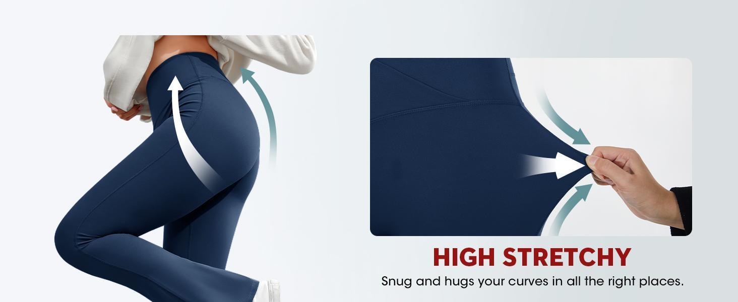 Imily Bela Womens High Waist Flare Yoga Leggings Scrunch Butt Lifting Bell Bottoms Bootcut Workout Pants with Pockets