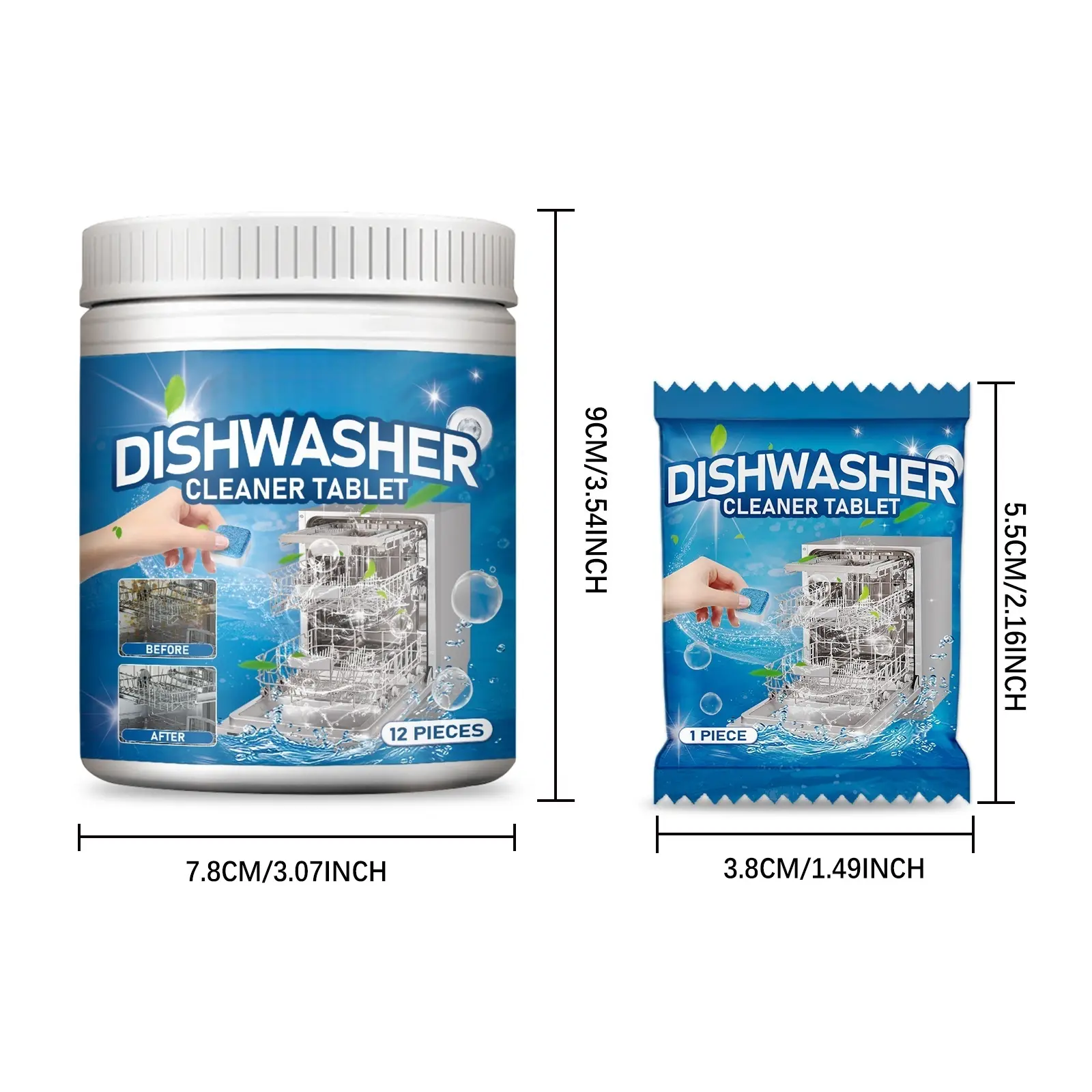 Dishwasher Cleaner Tablets, Deep Cleaning Descaler, Remove Limescale, Odor & Grease for Dishwasher Machine