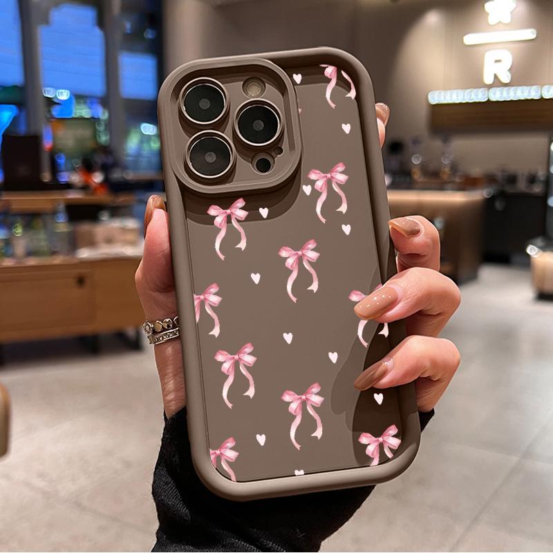 Bow Pattern TPU Phone Case for iPhone 17 16 15 14 Pro Max 13 12 11 XR XS Air Plus Shockproof Full Camera Protection Durable slim Silicone Cover Cellphone Protective