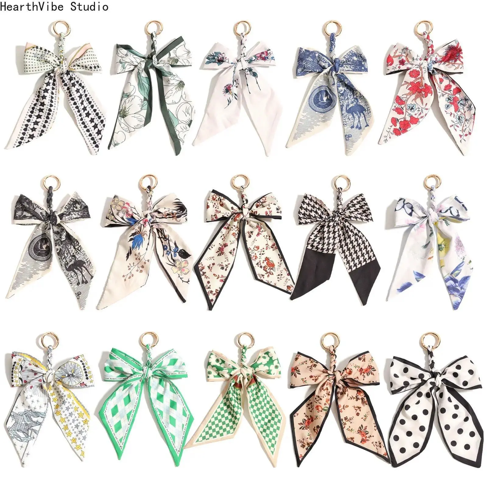 Funky Silk Bowknot Bag Charm, Women's Hand-Woven Keychain for Purses and Handbags, Decorative Accessory, Purse, Bag Charms, Purse Accessories