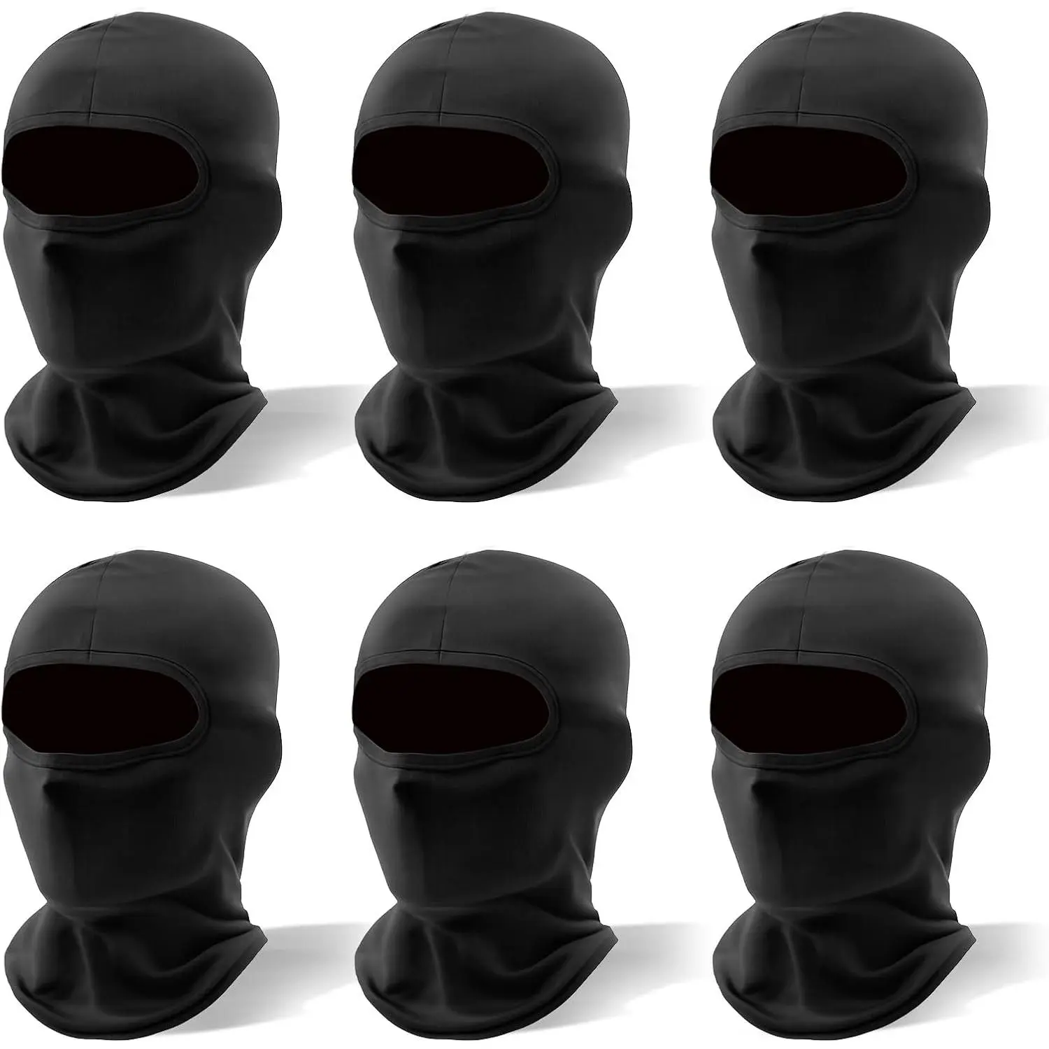 6-Pack Moto-Style Polyester Synthetic Balaclava Face Mask, Men’s Lightweight Sun UV Protection Outdoor Wear for Motorcycle Riding, Hiking, Ski Mask Balaclava Protective Gear, One Size