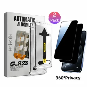 2 Pack 360° Privacy Tempered Glass Screen Protector for iPhone 17/16/15/14/13/12 Pro MAX auto dust removal bubble-free installation 2-pack easy explosion proof protective anti-spy phone accessory case friendly film fully protection kit x se