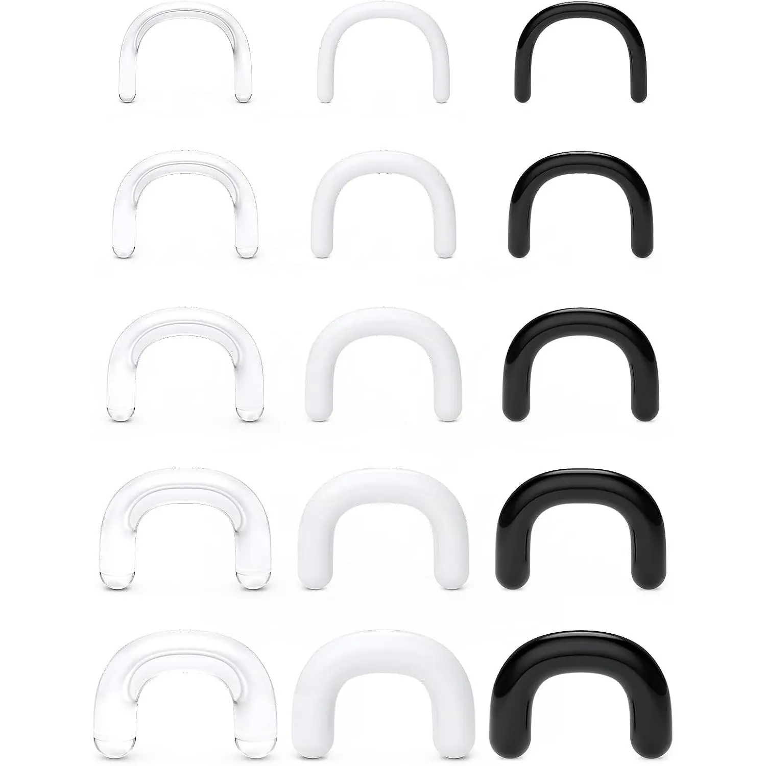 16G-8G Plastic Clear Black White Septum Retainer Stretching Kit  U Shape Septum Rings Pincher  Retainer for  Work