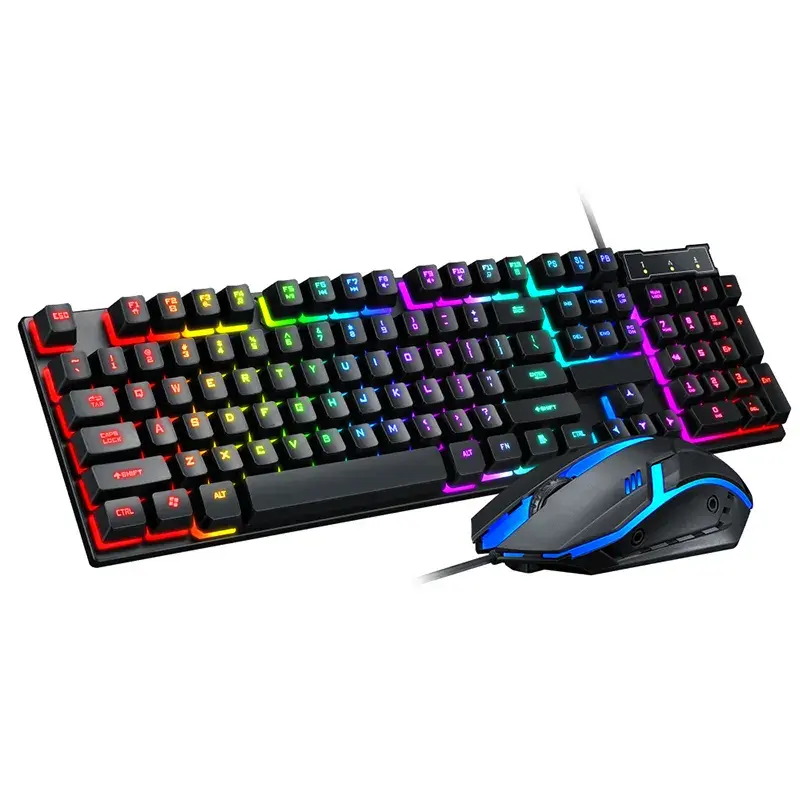 Custom OEM 104-Key LED Backlight Gaming Keyboard and Mouse Combo, ABS, 1600 DPI, USB Wired Rainbow Design for Desktop/Laptop PC Set, 12-Month Support