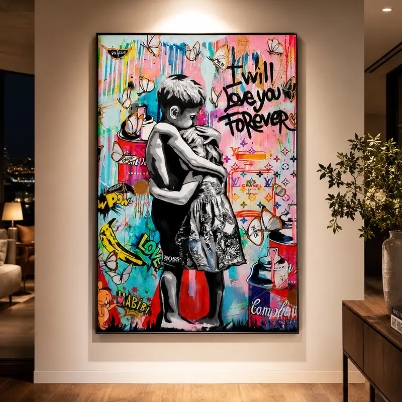 Graffiti Wall Art: "I Will Love You Forever" Street Art Print, Romantic Couple Canvas Poster, Viral TikTok Decor, Aesthetic Room Decor, Modern Urban Wall Art, Bedroom Decor, Anniversary Gift, Valentine’s Day Gift, Gift for Her