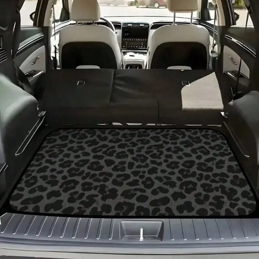 Leopard Print Car Trunk Mat, Brown and Black Animal Pattern, Anti-Slip Dust-Proof Wear-Resistant Cargo Liner, Universal Fit for Cars, SUVs, Trucks and Sedans