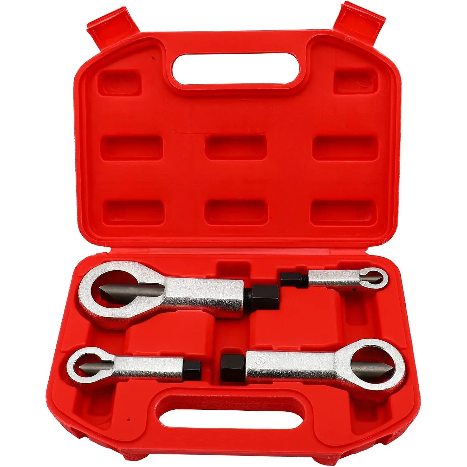 (4 Pack) Metal Nut Splitter Cracker,Heavy Duty Nut Splitter Broken Damaged Nut Removal Splitting Tools,Manual  Nut Cracker Remover Extractor Tool,With portable storage box by