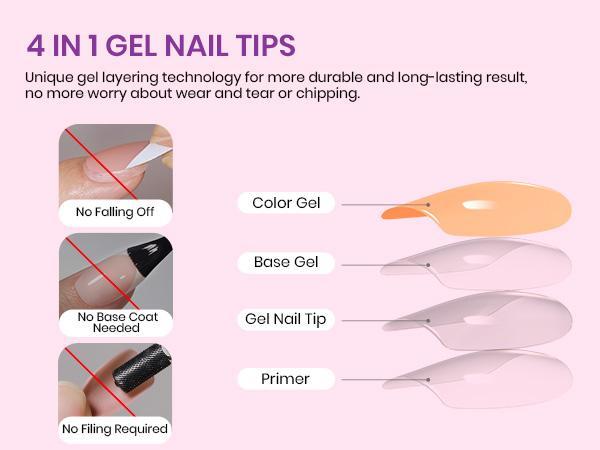 Beetles French Tip Press-On Nails – Pink, Nude & Brown Ombre French Tips, 4-in-1 False Nail Tips in 15 Sizes for Easy DIY Manicure, No Filing Needed, Reusable & Durable for Salon-Quality Nails